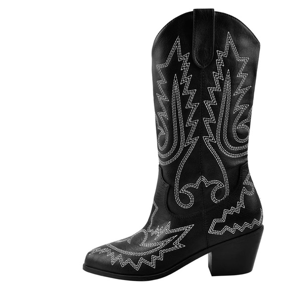 MissHeel Embroidery Tapered Heel Western Boots - Picture 1 of 7
